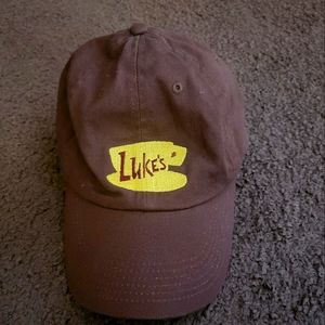 Stars Hollow, Gilmore Girls, LUKES DINER HAT, brown with Luke's diner emblem